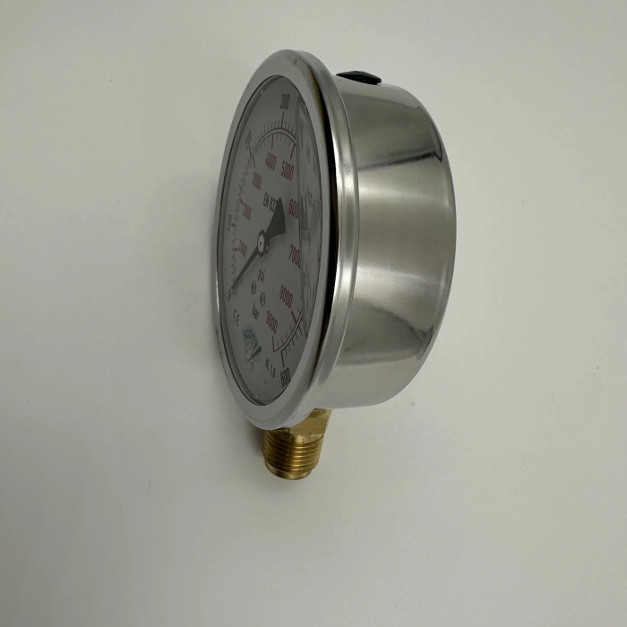 Manometre Gliserinli Alttan Çıkışlı Q100 - 0 - 600 Bar 1/2
