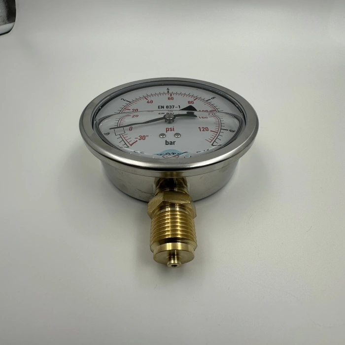 Manometre Gliserinli Alttan Çıkışlı Q100 - 0 - 1 + 9 Bar 1/2