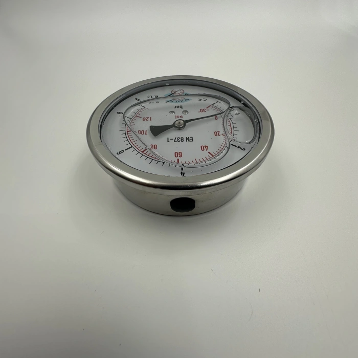 Manometre Gliserinli Alttan Çıkışlı Q100 - 0 - 1 + 9 Bar 1/2