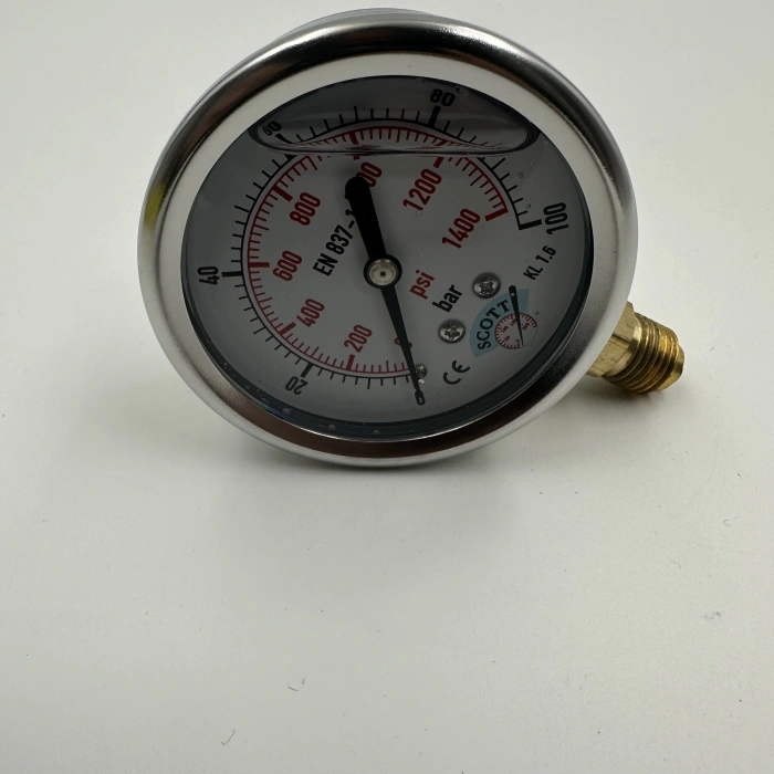 Manometre Gliserinli Alttan Çıkışlı Q63 - 0 - 100 Bar 1/4