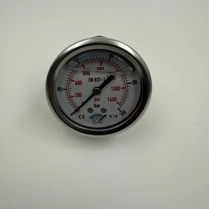 Manometre Gliserinli Arka Çıkışlı Q63 - 0 - 100 Bar 1/4