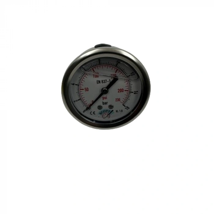 Manometre Gliserinli Arka Çıkışlı Q63 - 0 - 16 Bar 1/4