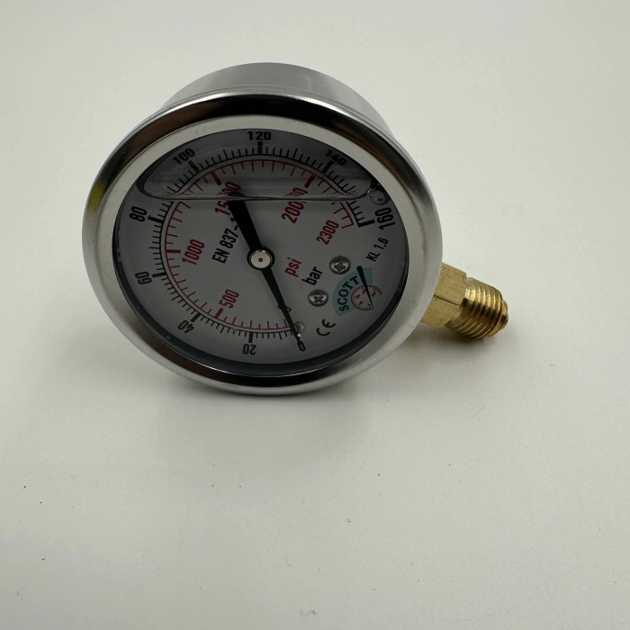 Manometre Gliserinli Alttan Çıkışlı Q63 - 0 - 160 Bar 1/4