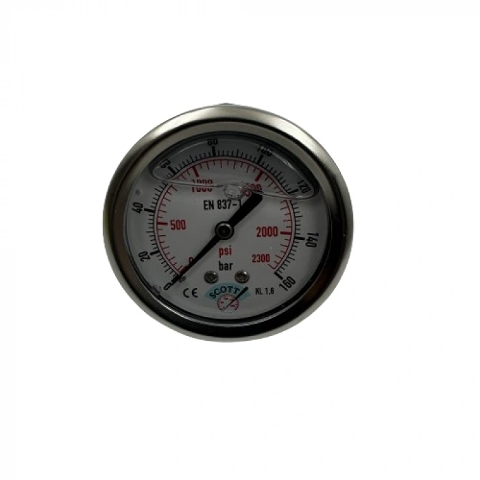 Manometre Gliserinli Arka Çıkışlı Q63 - 0 - 160 Bar 1/4