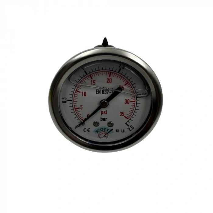 Manometre Gliserinli Arka Çıkışlı Q63 - 0 - 2.5 Bar 1/4