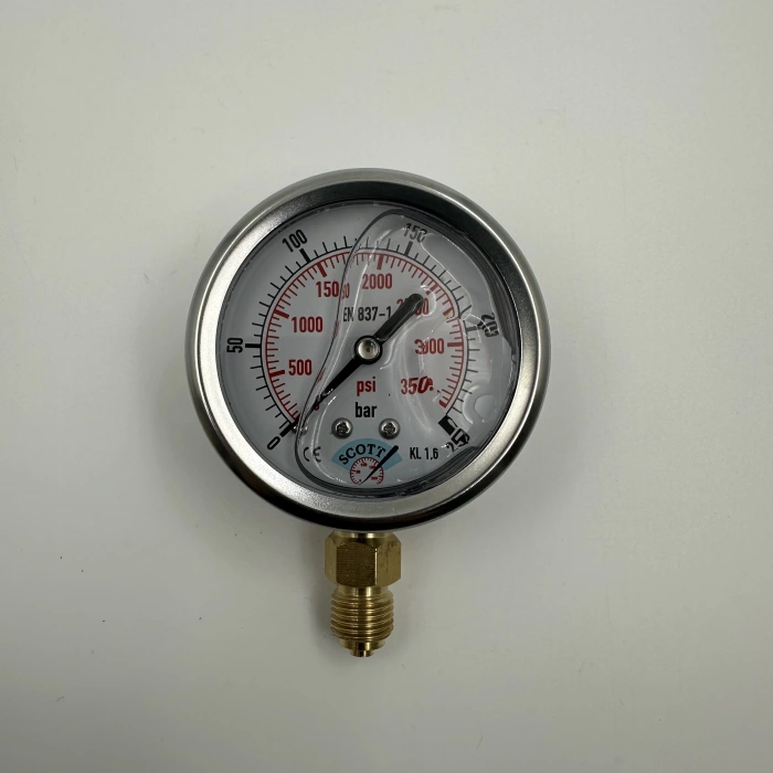 Manometre Gliserinli Alttan Çıkışlı Q63 - 0 - 250 Bar 1/4