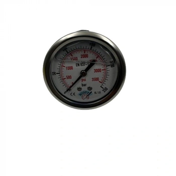 Manometre Gliserinli Arka Çıkışlı Q63 - 0 - 250 Bar 1/4