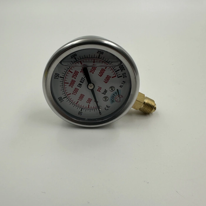 Manometre Gliserinli Alttan Çıkışlı Q63 - 0 - 315 Bar 1/4