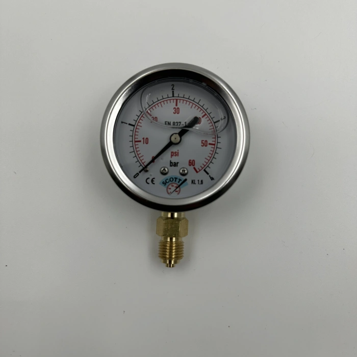 Manometre Gliserinli Alttan Çıkışlı Q63 - 0 - 4 Bar 1/4