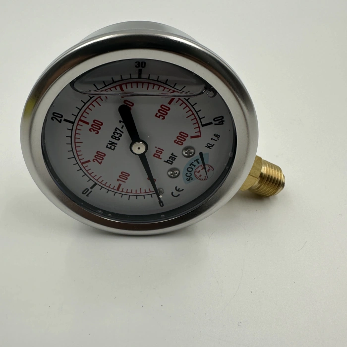 Manometre Gliserinli Alttan Çıkışlı Q63 - 0 - 40 Bar 1/4