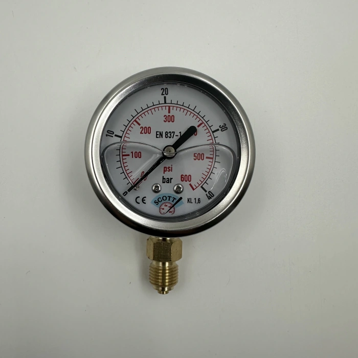Manometre Gliserinli Alttan Çıkışlı Q63 - 0 - 40 Bar 1/4