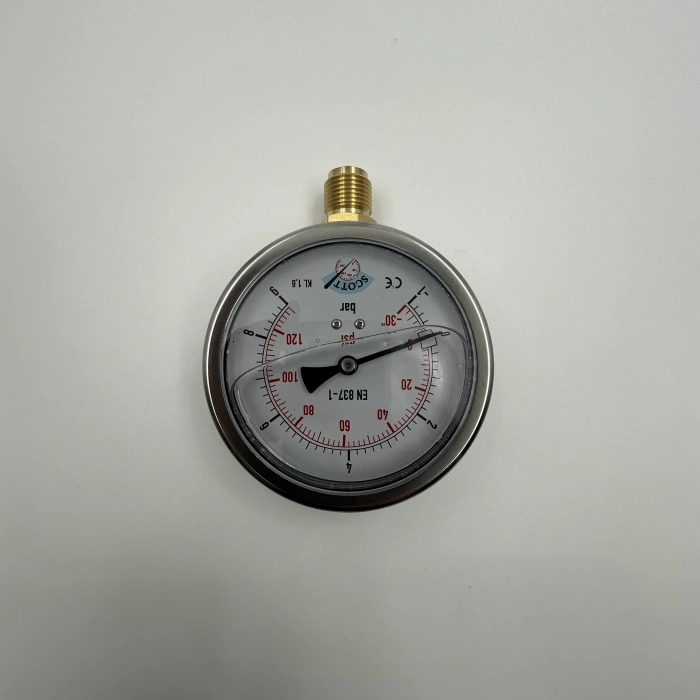 Manometre Gliserinli Alttan Çıkışlı Q63 - 0 - 6 Bar 1/4