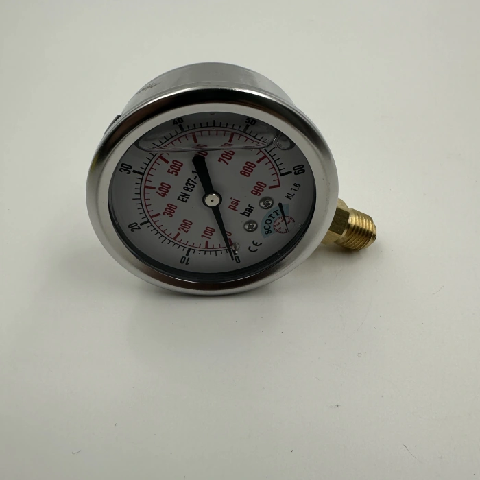 Manometre Gliserinli Alttan Çıkışlı Q63 - 0 - 60 Bar 1/4