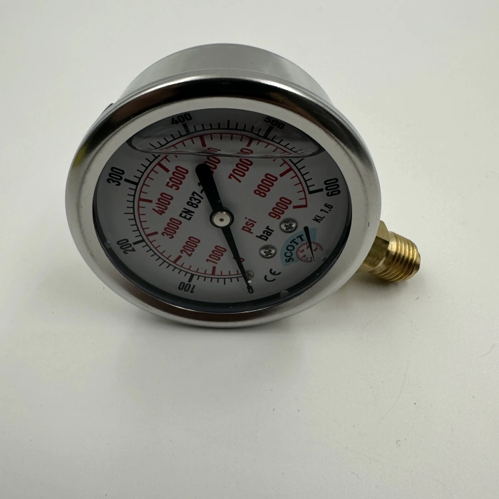 Manometre Gliserinli Alttan Çıkışlı Q63 - 0 - 600 Bar 1/4 A Tipi