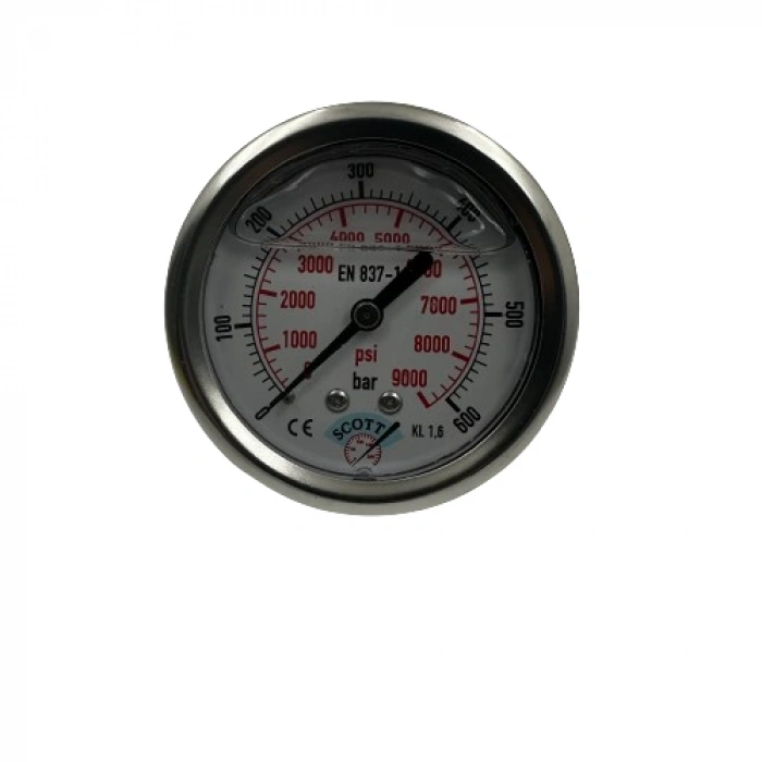 Manometre Gliserinli Arka Çıkışlı Q63 - 0 - 600 Bar 1/4