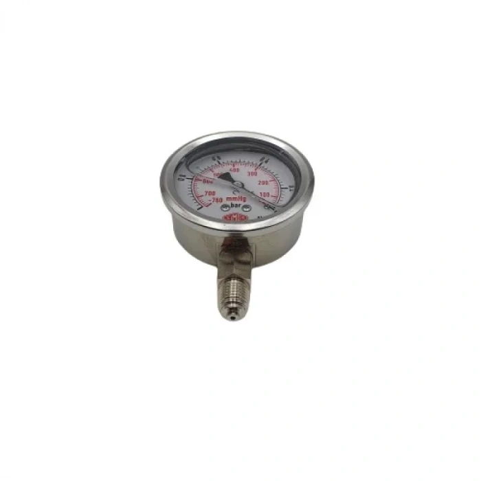 Vakummetre Gliserinli Alttan Çıkışlı Q63 - 0 - 1 - 760 Bar 1/4