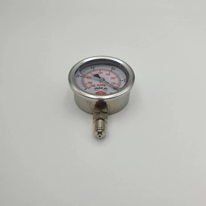 Vakummetre Gliserinli Alttan Çıkışlı Q63 - 0 - 1 - 760 Bar 1/4