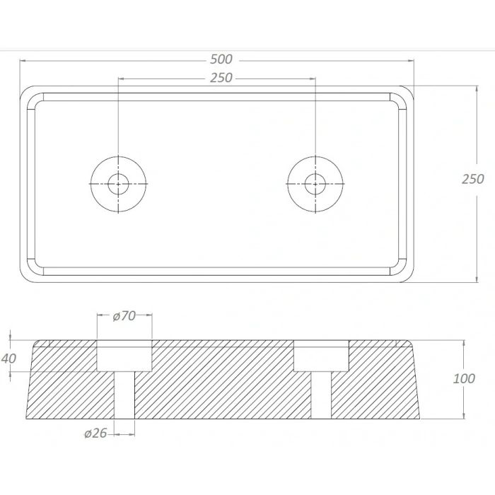 Dorse Dayama Takozu 500x250x100