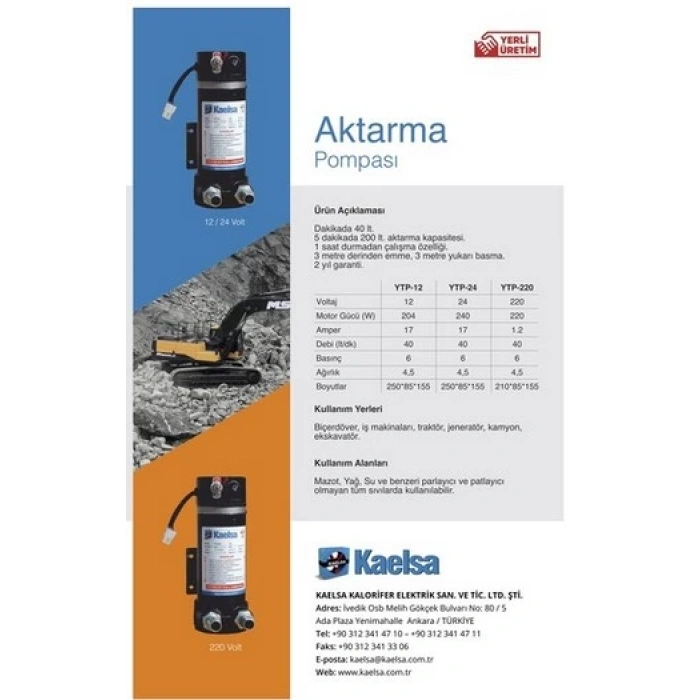 Kaelsa Yakıt Transfer Pompası 24 Volt