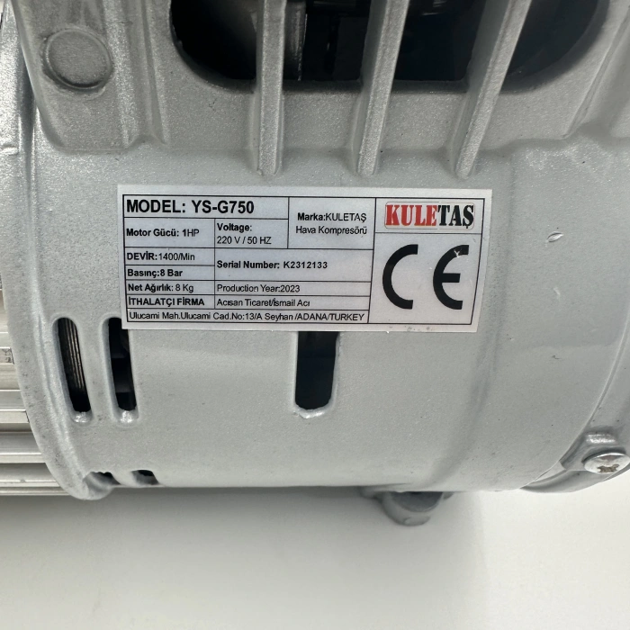 Kuletaş 1Hp Sessiz Yağsız Kompresör Kafası