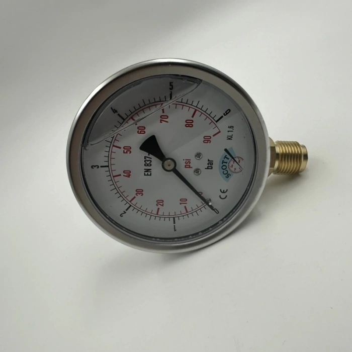 Manometre Gliserinli Alttan Çıkışlı Q100 - 0 - 6 Bar 1/2