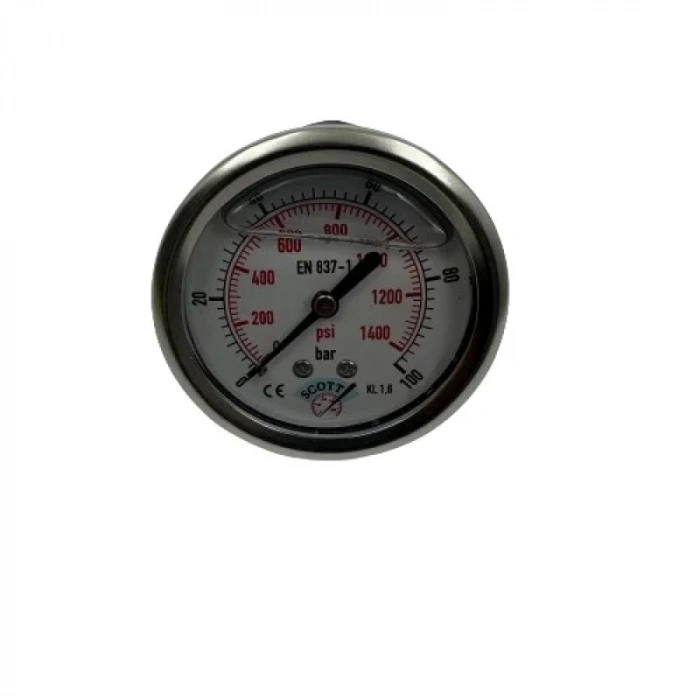 Manometre Gliserinli Arka Çıkışlı Q63 - 0 - 100 Bar 1/4