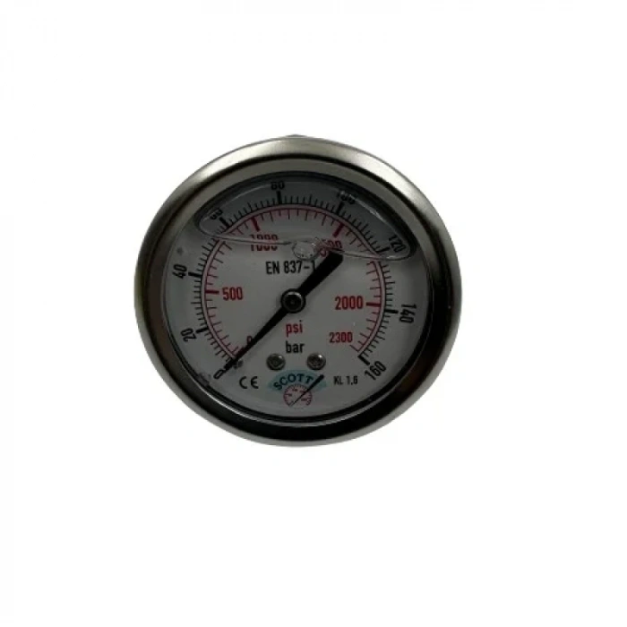 Manometre Gliserinli Arka Çıkışlı Q63 - 0 - 160 Bar 1/4
