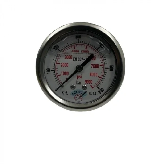 Manometre Gliserinli Arka Çıkışlı Q63 - 0 - 600 Bar 1/4