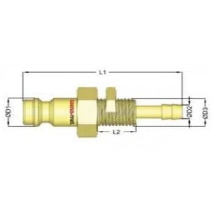 Pnömatik Sarı Stoper Otomatik Rekor Perde Geçişli Hortum Uç T26 - 10mm