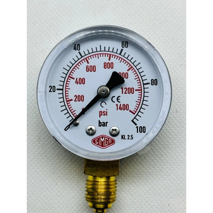 Q 52 - 0 - 100 BAR 1/4 ALT ÇIKIŞLI KURU TİP MANOMETRE