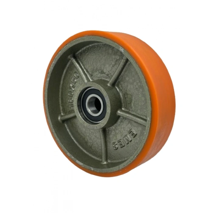 Transpalet Tekeri Döküm Poliüretan Kaplamalı Bilyalı Rulmanlı 180x50x20