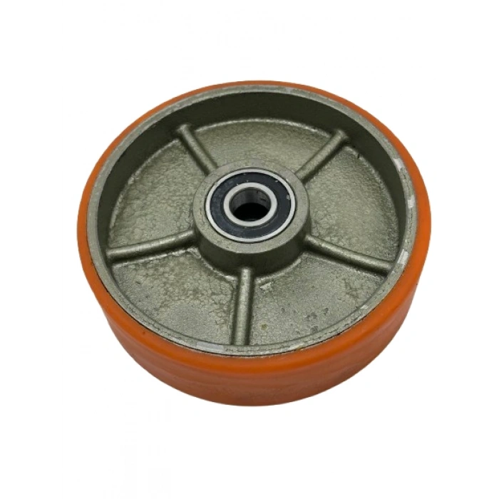 Transpalet Tekeri Döküm Poliüretan Kaplamalı Bilyalı Rulmanlı 200x50x20