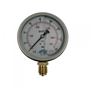Manometre Gliserinli Alttan Çıkışlı Q100 - 0 - 160 Bar 1/2