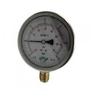 Manometre Gliserinli Alttan Çıkışlı Q100 - 0 - 1 + 5 Bar 1/2