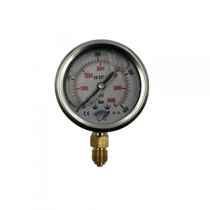 Manometre Gliserinli Alttan Çıkışlı Q63 - 0 - 400 Bar 1/4 A Tipi