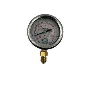 Manometre Gliserinli Alttan Çıkışlı Q63 - 0 - 1 + 9 Bar 1/4