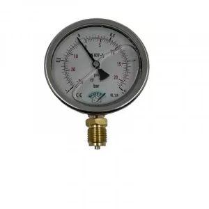 Manometre Gliserinli Alttan Çıkışlı Q100 - 0 - 1 + 1.5 Bar 1/2