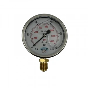 Manometre Gliserinli Alttan Çıkışlı Q100 - 0 - 1000 Bar 1/2