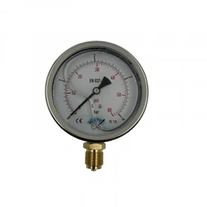 Manometre Gliserinli Alttan Çıkışlı Q100 - 0 - 4 Bar 1/2