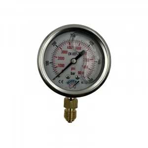 Manometre Gliserinli Alttan Çıkışlı Q63 - 0 - 600 Bar 1/4 A Tipi
