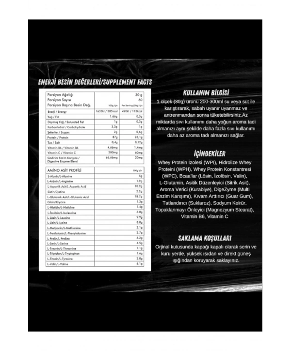 Kong Whey Isolate Protein 1800 Gr 60 Servis Kurabiye