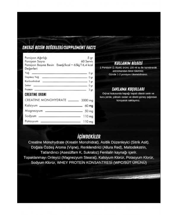 Creatine 300 Gr 60 Servis Vişne