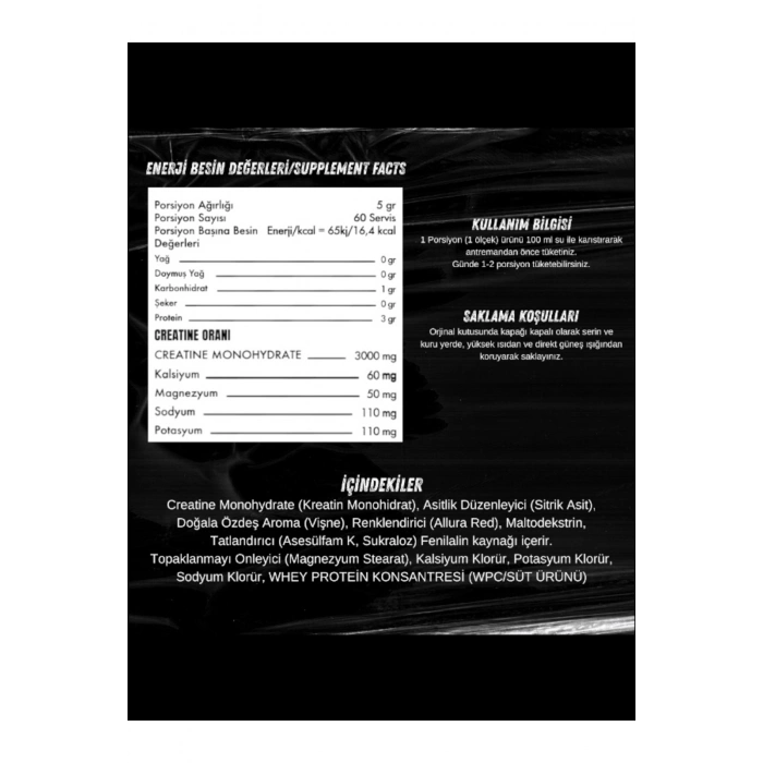 Creatine 300 Gr 60 Servis Vişne