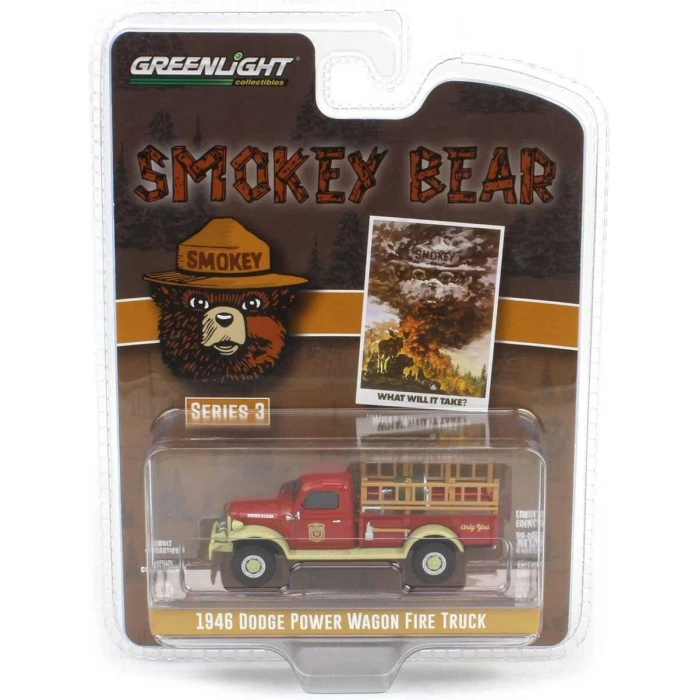 Greenlight 1/64 Smokey Bear Series 3- 1946 Dodge Power Wagon Fire Truck 38060-A