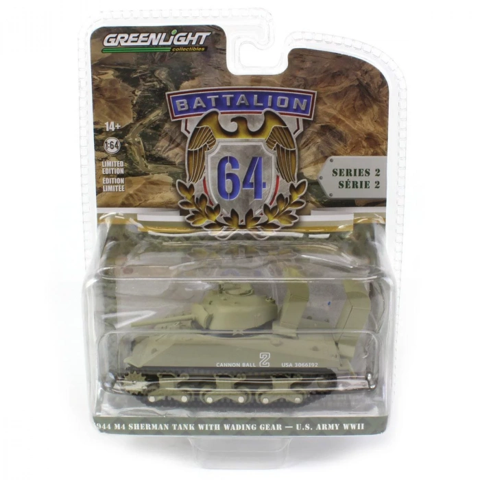 Greenlight 1/64 1944 M4 Sherman Tank with Deep Wading Gear Utah Beach