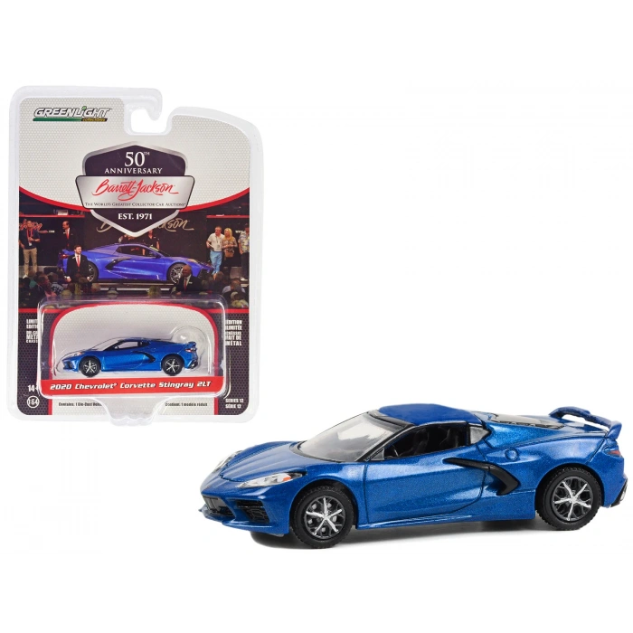 Greenlight 1/64 Barrett-Jackson Scottsdale Edition Series 12- 2020 Chevy Corvette C8 Stingray 2LT Rapid Blue Metallic 37290-E