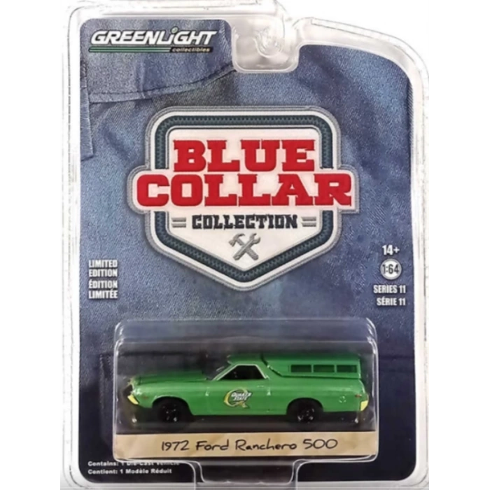 Greenlight 1:64 Blue Collar Collection Series 11- 1972 Ford Ranchero 500 with Camper Shell 35240-B