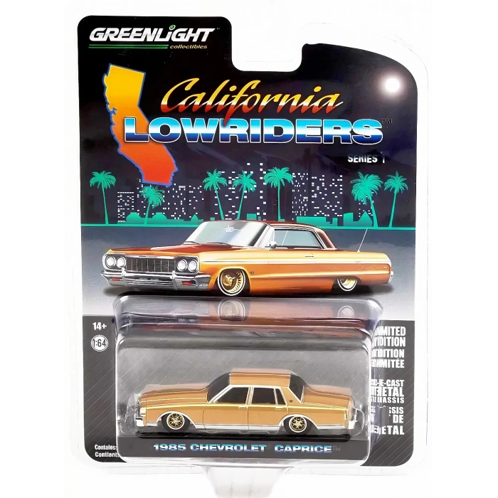 Greenlight 1/64 California Lowriders Series 1 - 1985 Chevrolet Caprice Lowrider - Custom Gold Solid Pack