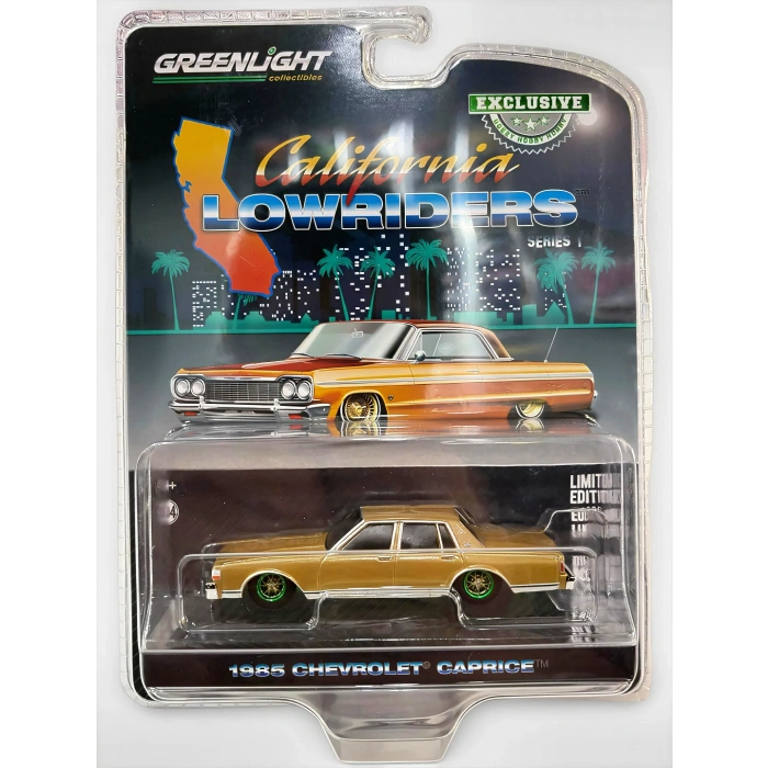 Greenlight 1/64 California Lowriders Series 1 - 1985 Chevrolet Caprice Lowrider - Custom Gold Solid Pack 63010-C Chase