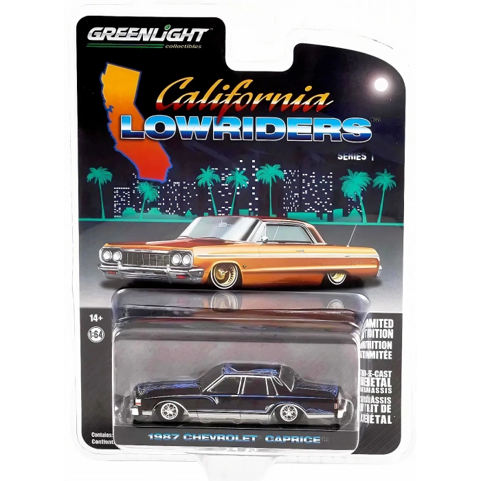 Greenlight 1/64 California Lowriders Series 1 - 1987 Chevrolet Caprice Lowrider - Custom Black Solid Pack